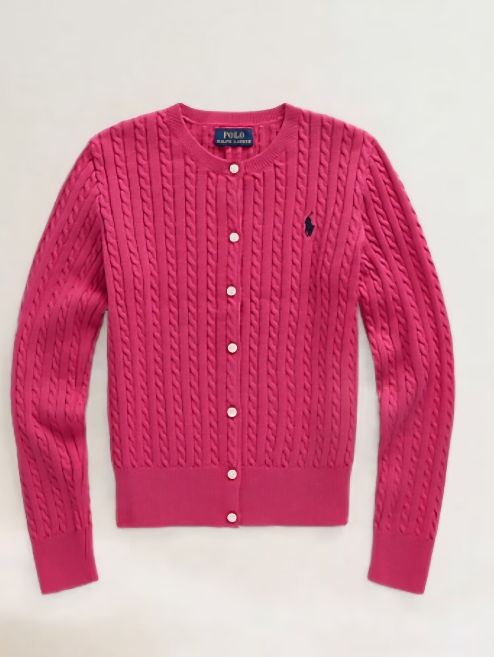 Polo Ralph Lauren Fushia mini-Cable Cotton Cardigan